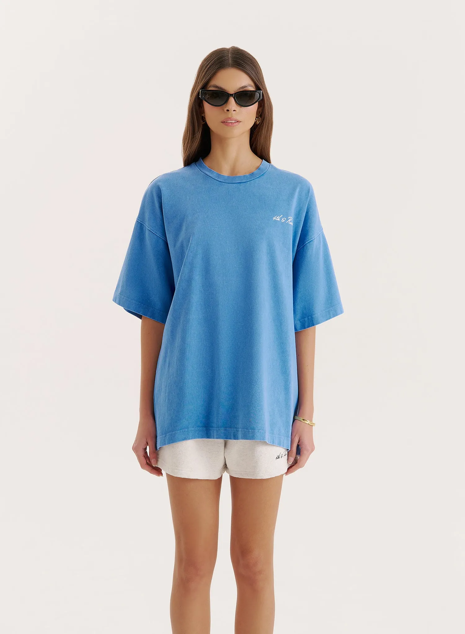 Blue Acid Wash Back Graphic Printed T-Shirt- Mia sold by 4th and Reckless product image thumbnail 4