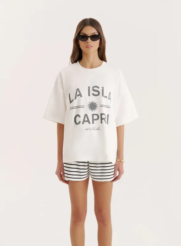 Cream Capri Slogan Oversized T-Shirt- Capri sold by 4th and Reckless