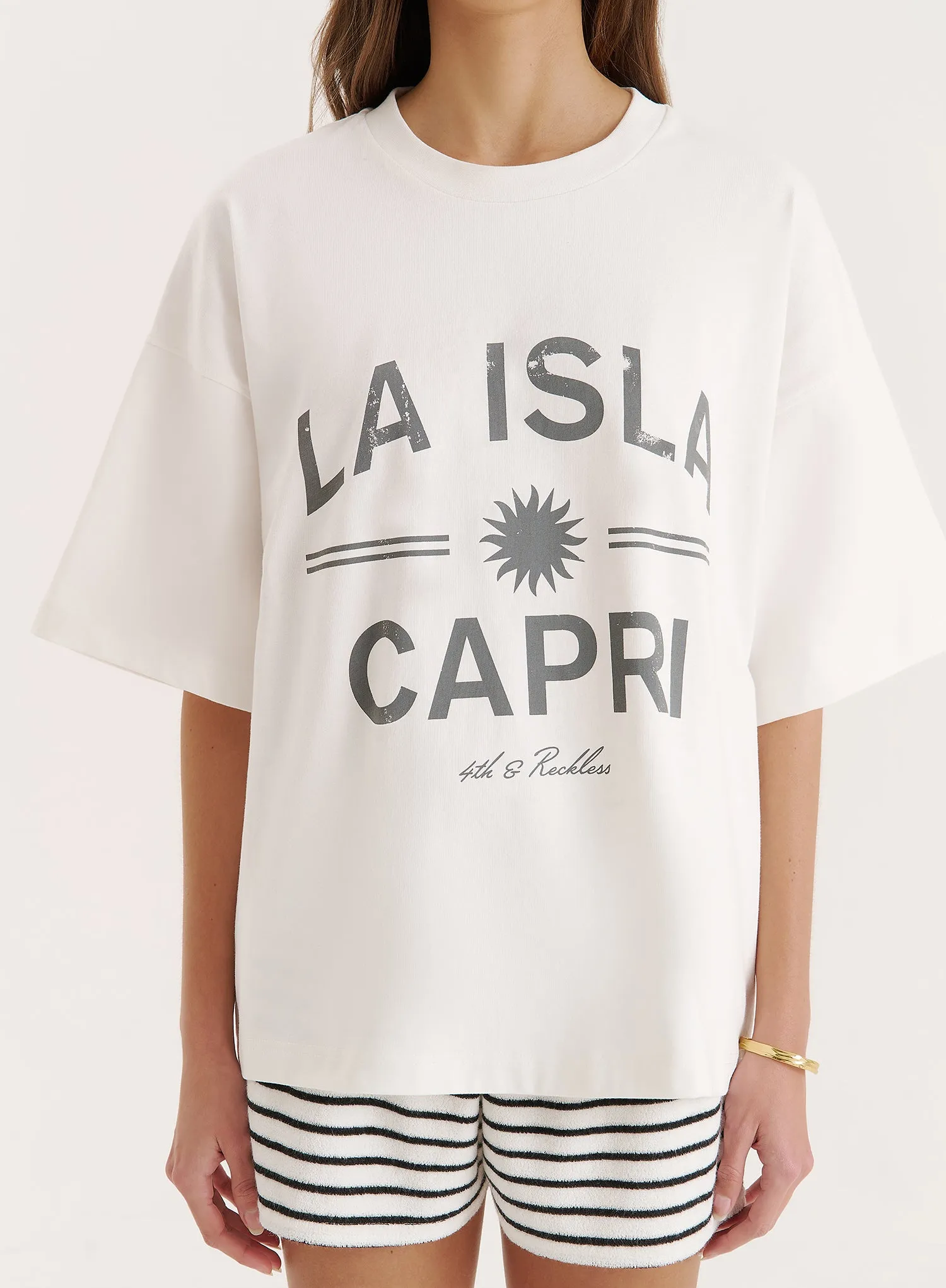 Cream Capri Slogan Oversized T-Shirt- Capri sold by 4th and Reckless product image thumbnail 2