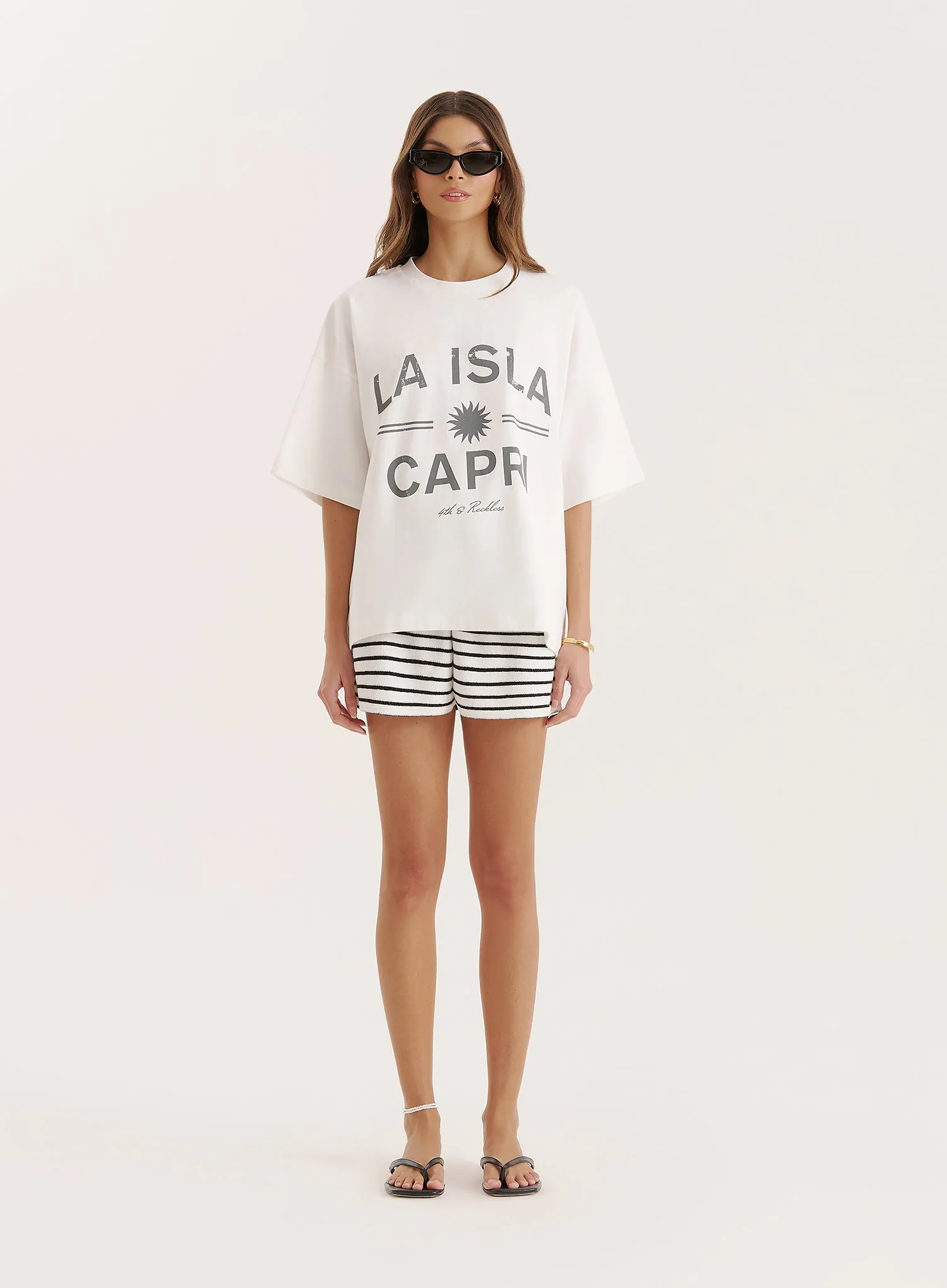 Cream Capri Slogan Oversized T-Shirt- Capri sold by 4th and Reckless product image thumbnail 3