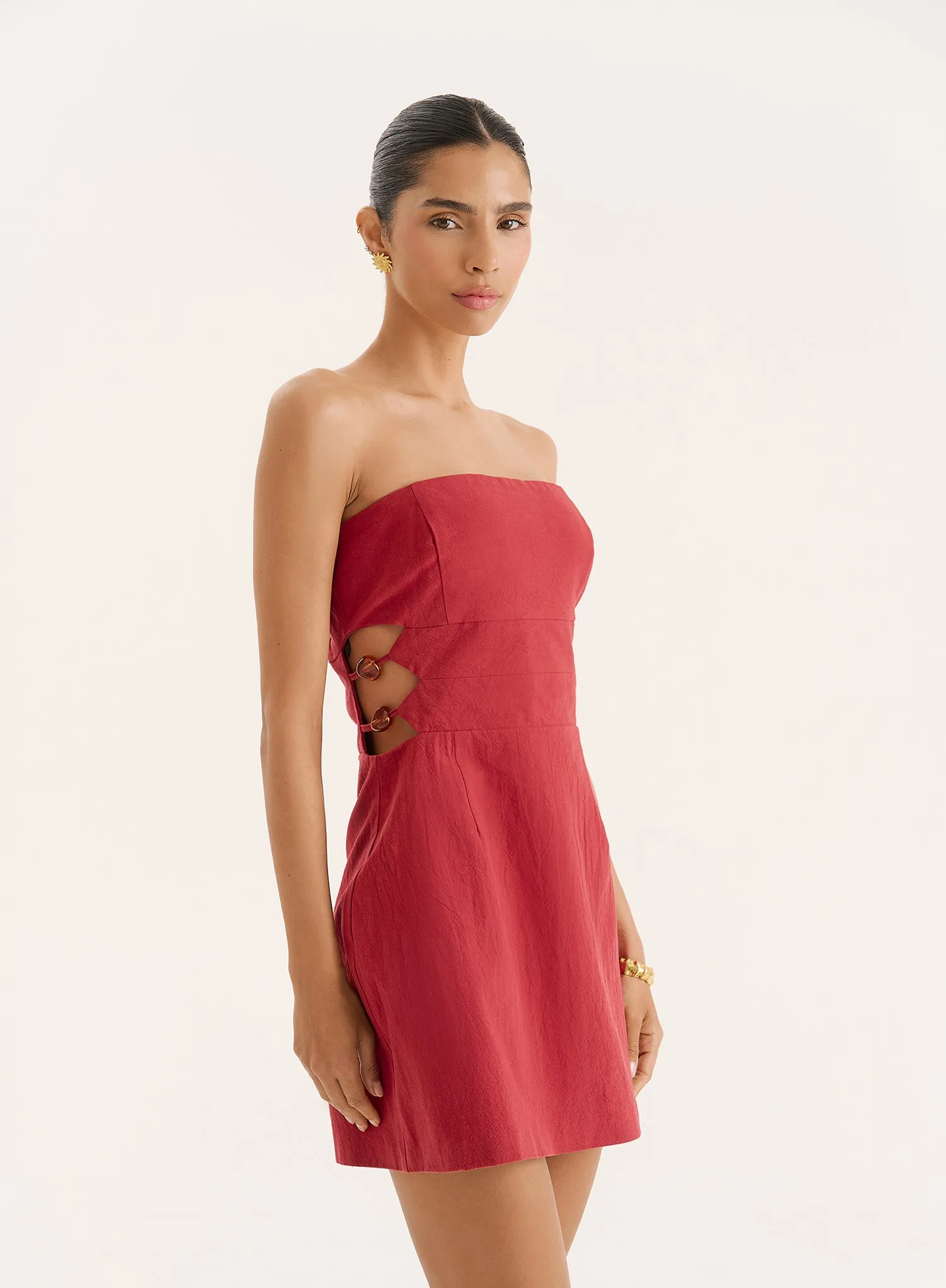 Rust Bandeau Side Cut Out Mini Dress- Athena sold by 4th and Reckless product image thumbnail 4