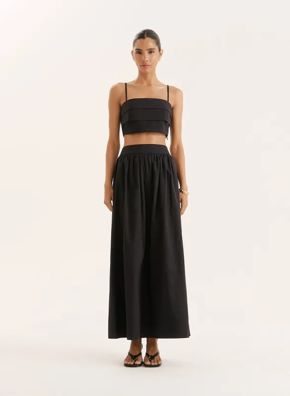 Black Cotton Maxi Skirt- Marina sold by 4th and Reckless