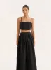 Black Cotton Cami Crop Top- Marina sold by 4th and Reckless