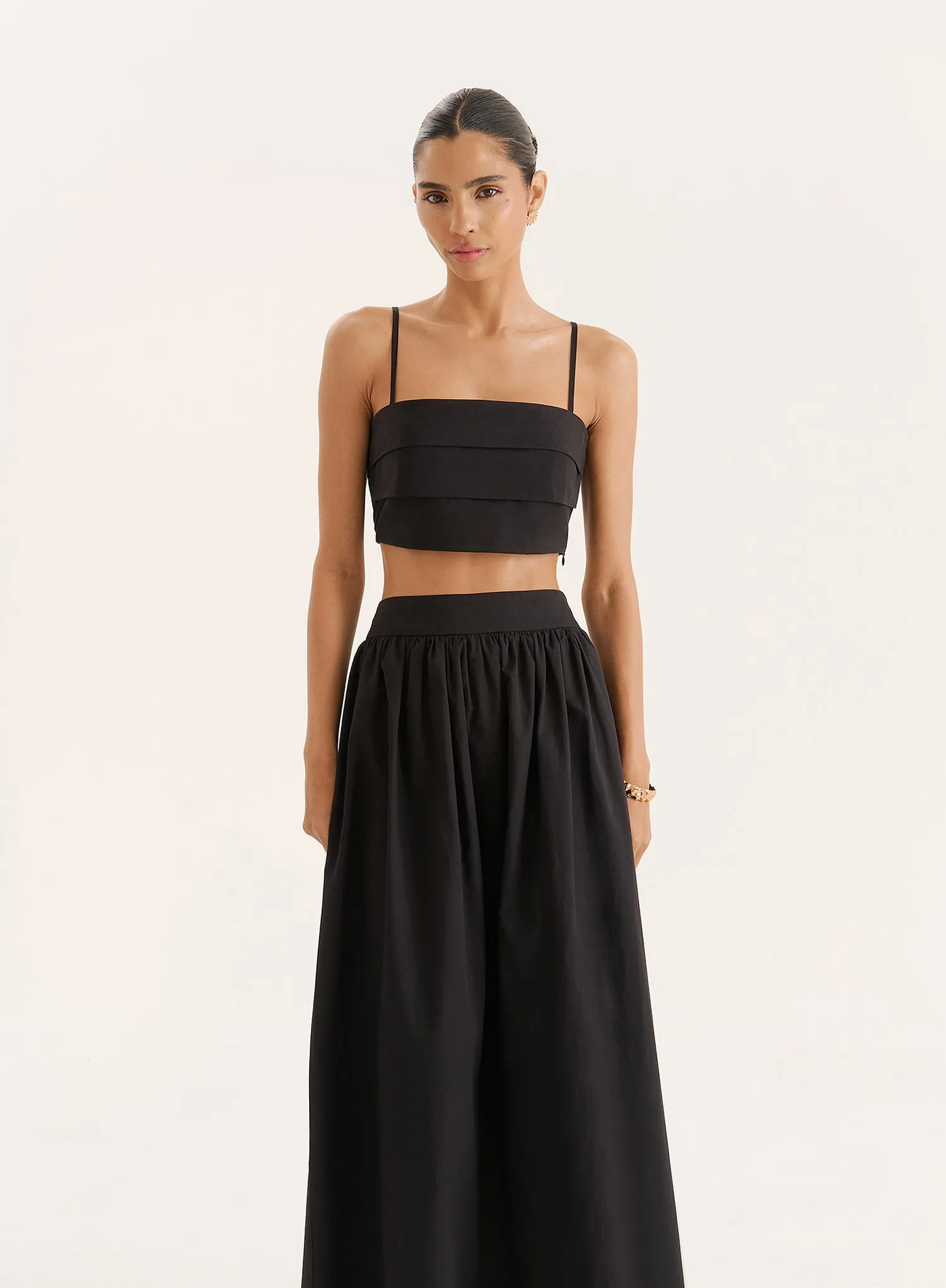 Black Cotton Cami Crop Top sold by 4th and Reckless