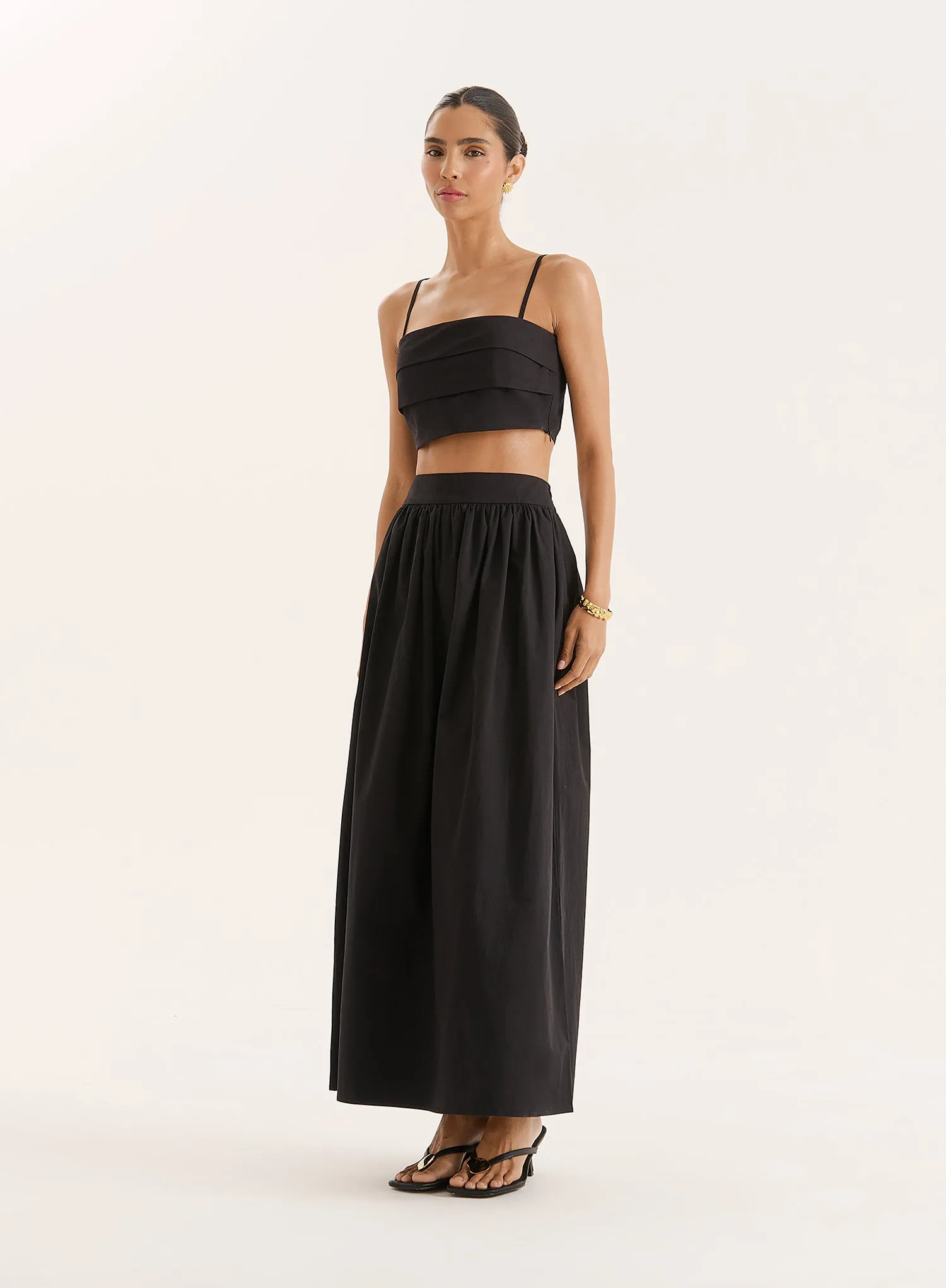 Black Cotton Cami Crop Top sold by 4th and Reckless product image thumbnail 2