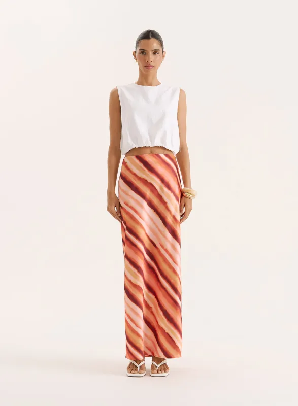 Ombre Stripe Satin Maxi Skirt sold by 4th and Reckless
