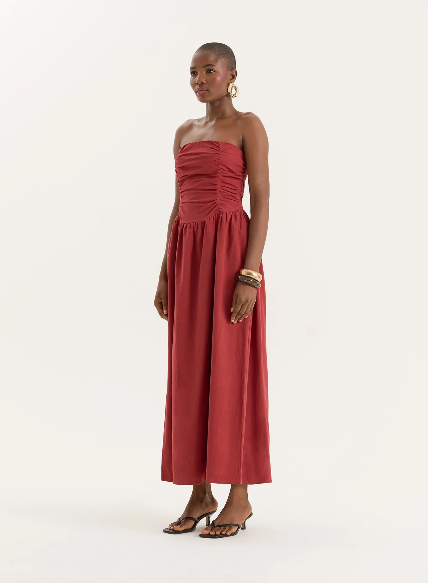 Rust Bandeau Ruched Detail Maxi Dress- Mikayla sold by 4th and Reckless product image thumbnail 2