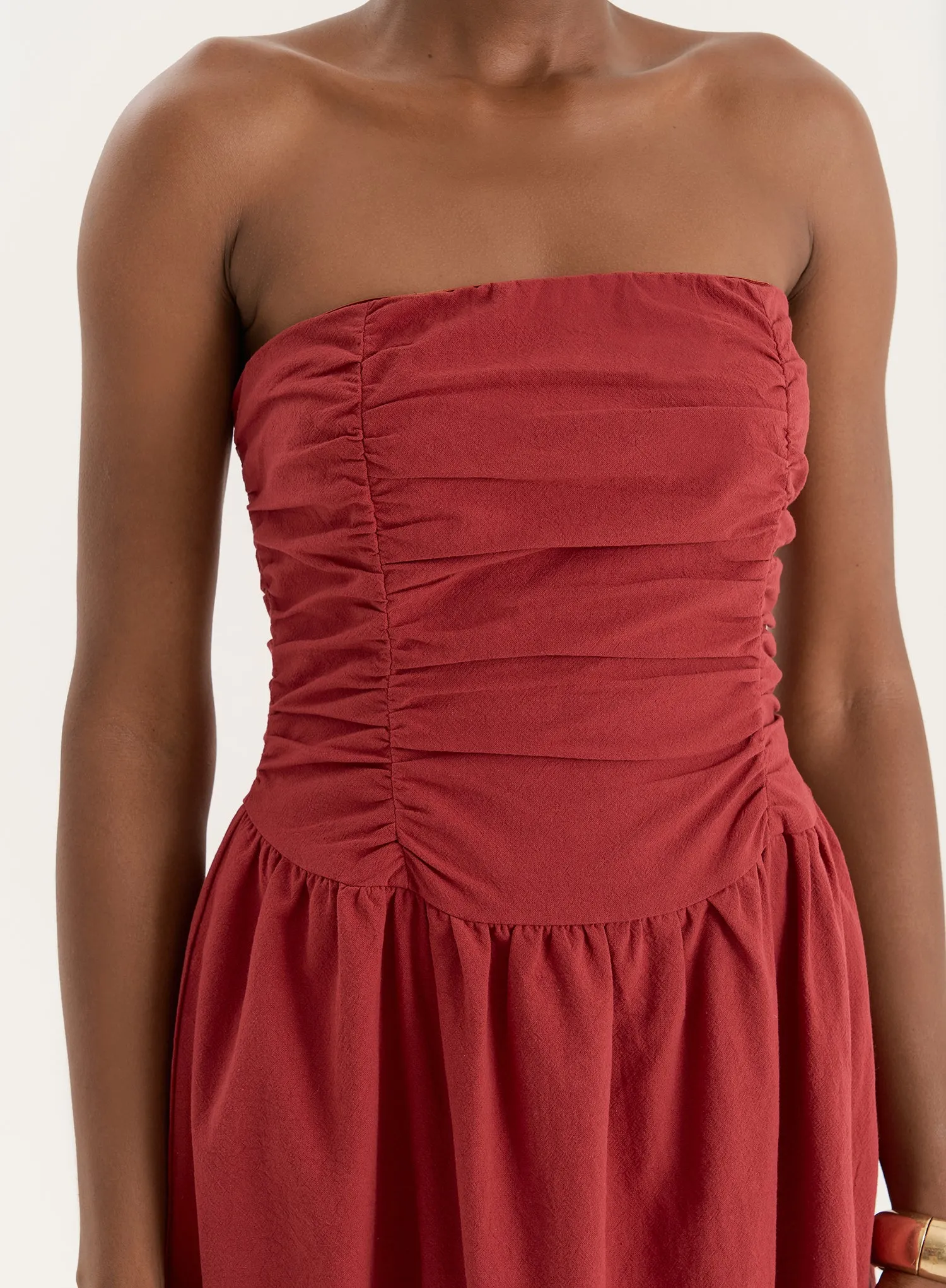 Rust Bandeau Ruched Detail Maxi Dress- Mikayla sold by 4th and Reckless product image thumbnail 3