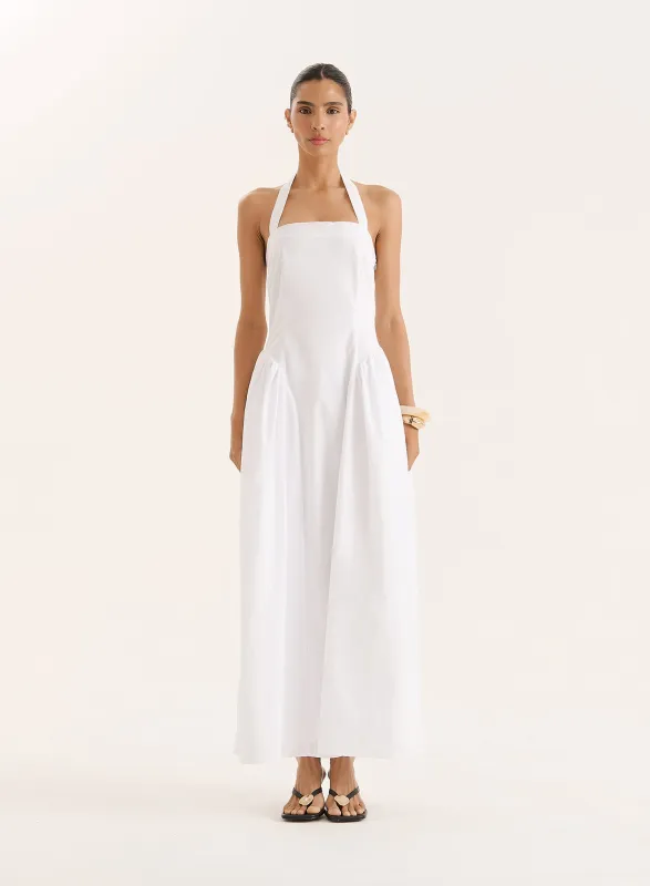 White Halterneck Cotton Maxi Dress sold by 4th and Reckless