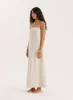 Cream Sun Embroidery Linen Blend Bandeau Dress- Elysia sold by 4th and Reckless