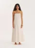 Cream Sun Embroidery Linen Blend Bandeau Dress- Elysia sold by 4th and Reckless