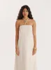 Cream Sun Embroidery Linen Blend Bandeau Dress- Elysia sold by 4th and Reckless