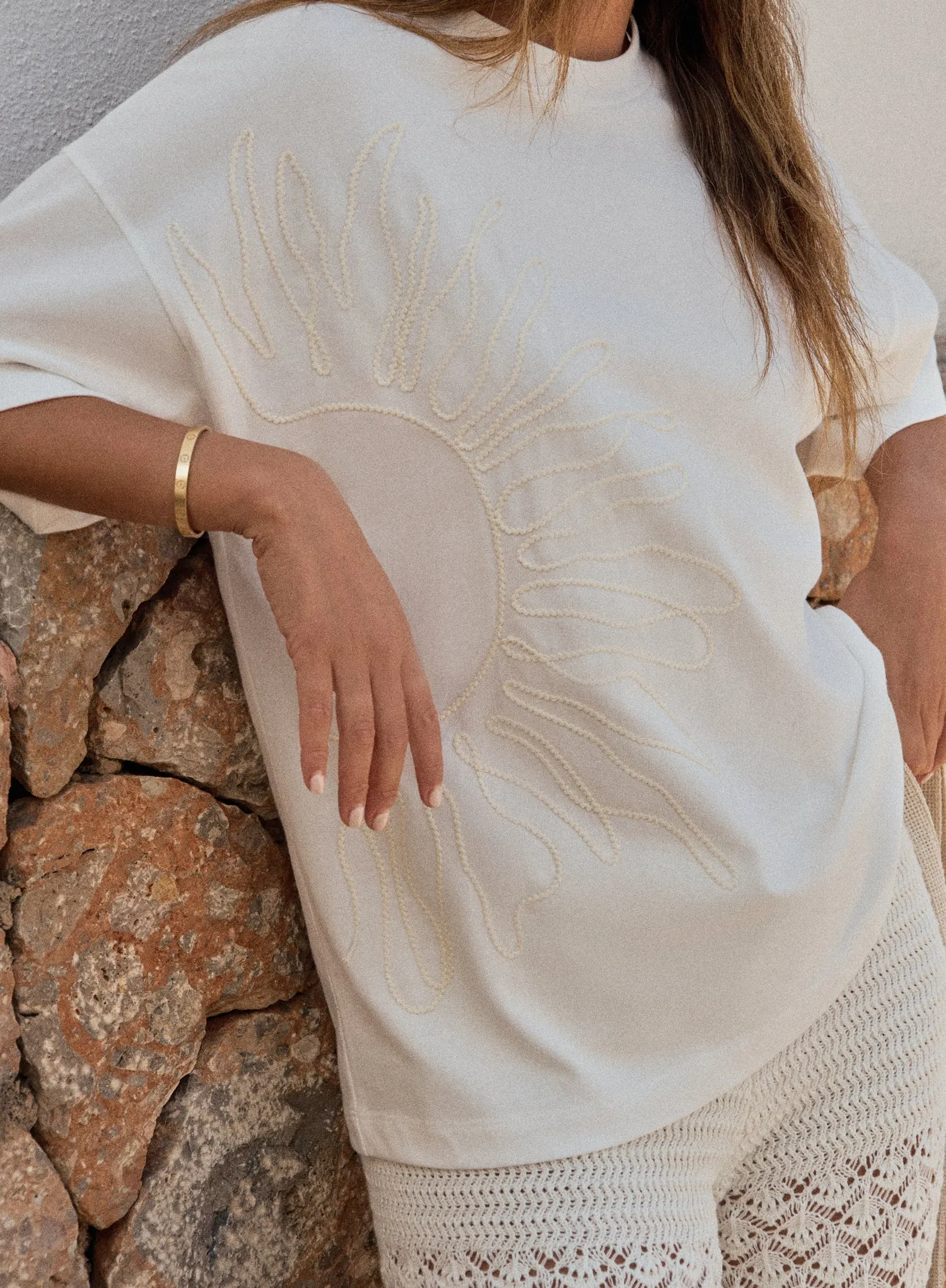 White Sun Embroidery Oversized T-Shirt sold by 4th and Reckless product image thumbnail 2