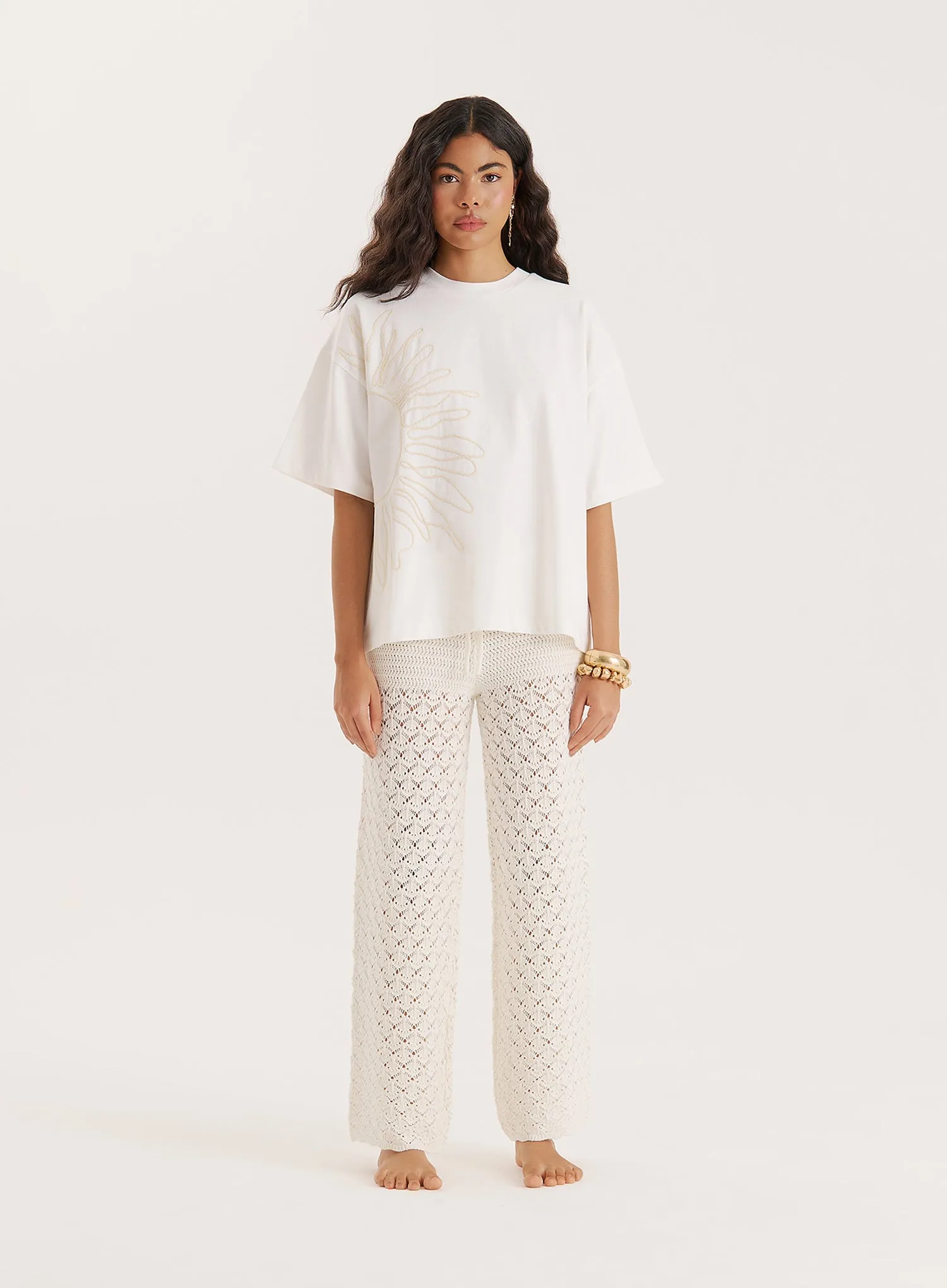 White Sun Embroidery Oversized T-Shirt sold by 4th and Reckless product image thumbnail 4
