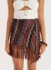 Abstract Print Tie Side Tassel Trim Mini Skirt- Dylan sold by 4th and Reckless
