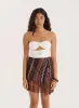 Abstract Print Tie Side Tassel Trim Mini Skirt- Dylan sold by 4th and Reckless