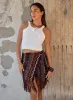 Abstract Print Tie Side Tassel Trim Mini Skirt- Dylan sold by 4th and Reckless