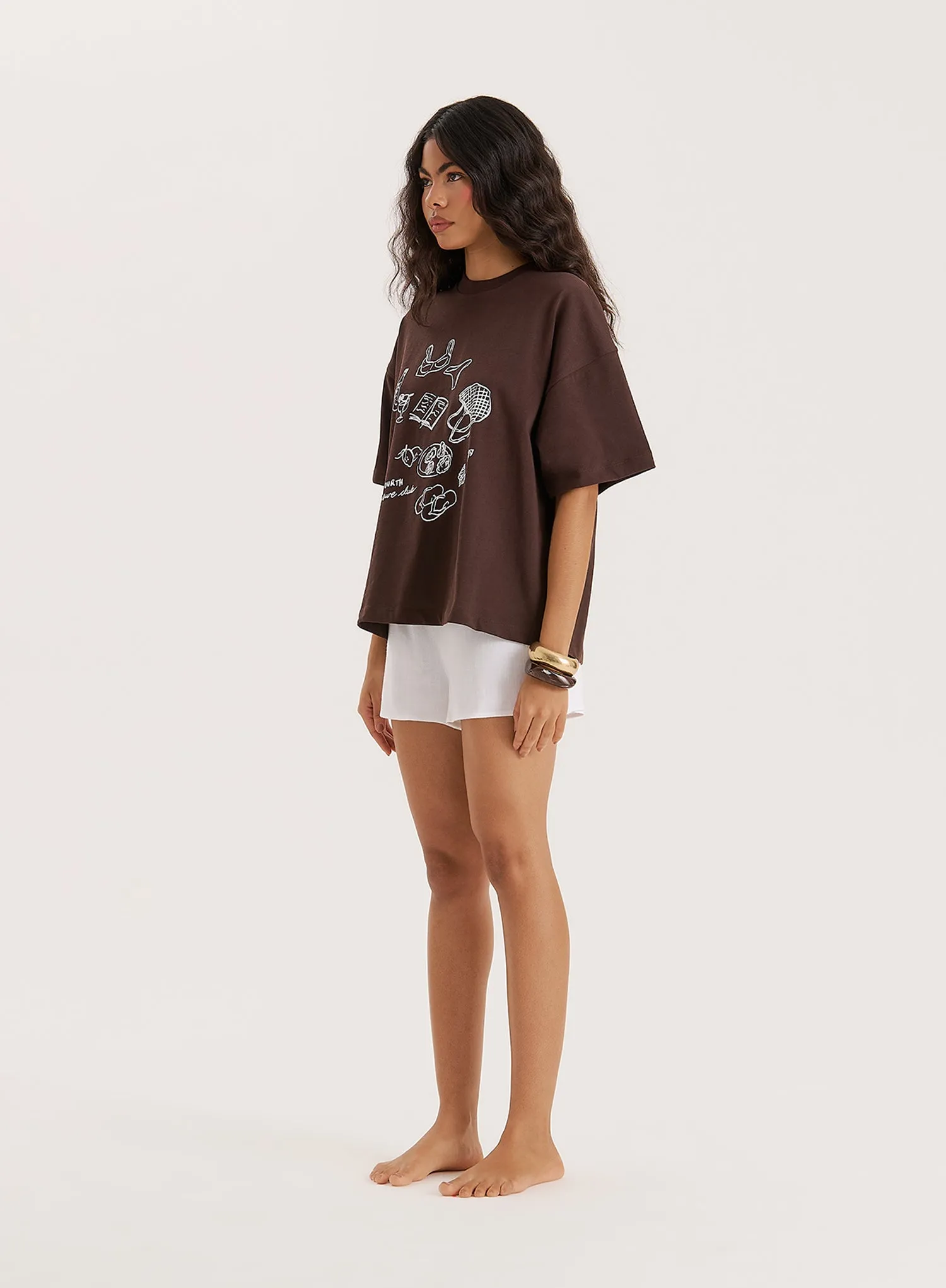 Brown Illustration Print Oversized T-Shirt sold by 4th and Reckless product image thumbnail 3