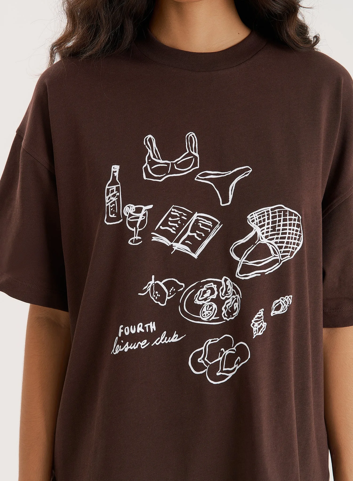 Brown Illustration Print Oversized T-Shirt sold by 4th and Reckless product image thumbnail 4