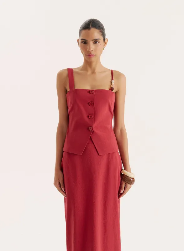 Rust Bead Strap Detail Split Front Top- Irisa sold by 4th and Reckless