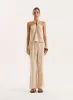 Beige Cotton Halterneck Bead Detail Top- Vivian sold by 4th and Reckless