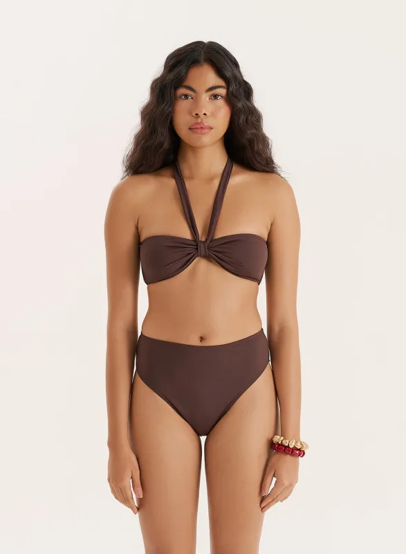 Chocolate Halterneck Tie Bikini Top- Gia sold by 4th and Reckless