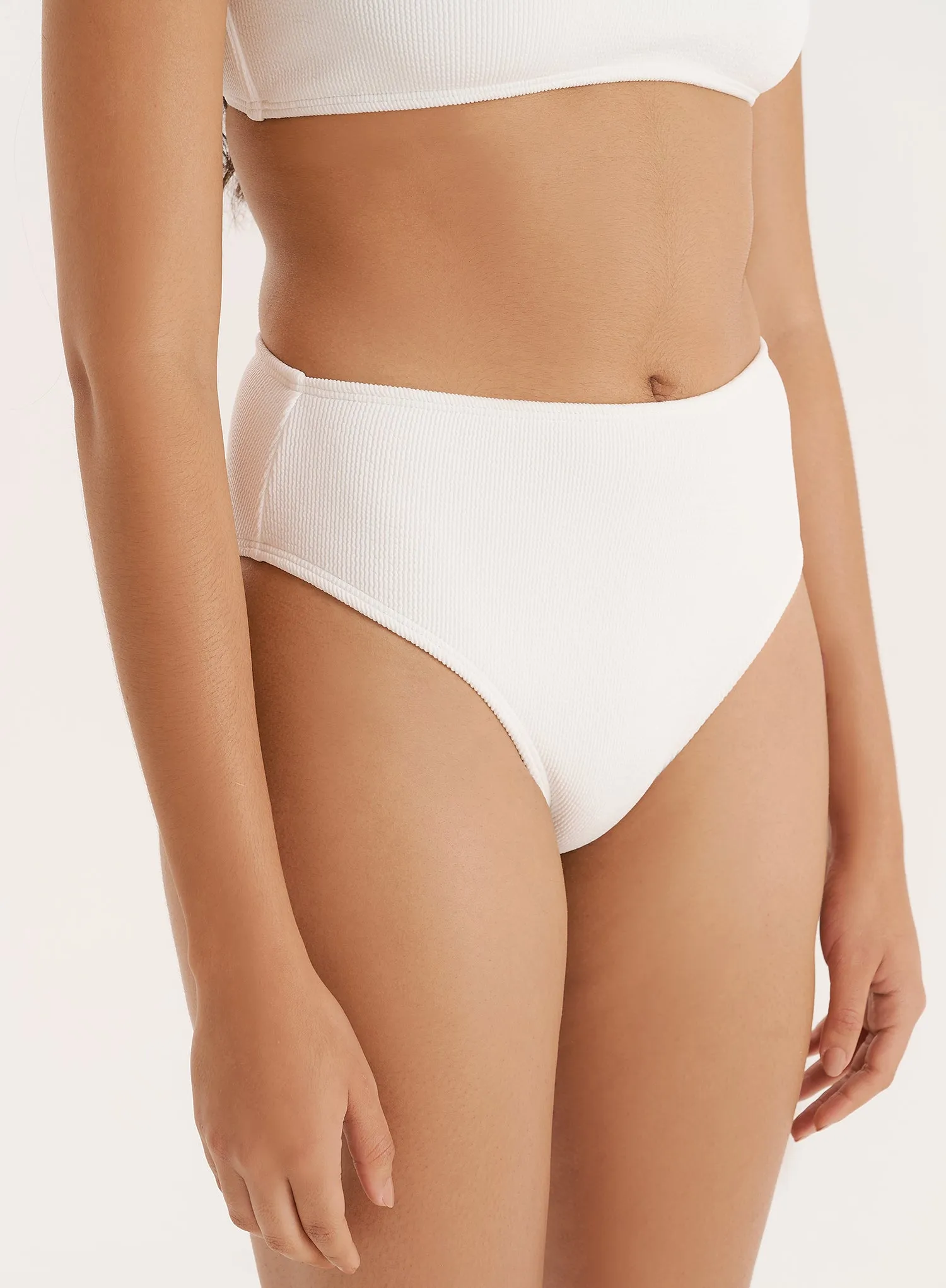 White Crinkle High Waisted Bikini Bottom sold by 4th and Reckless product image thumbnail 3