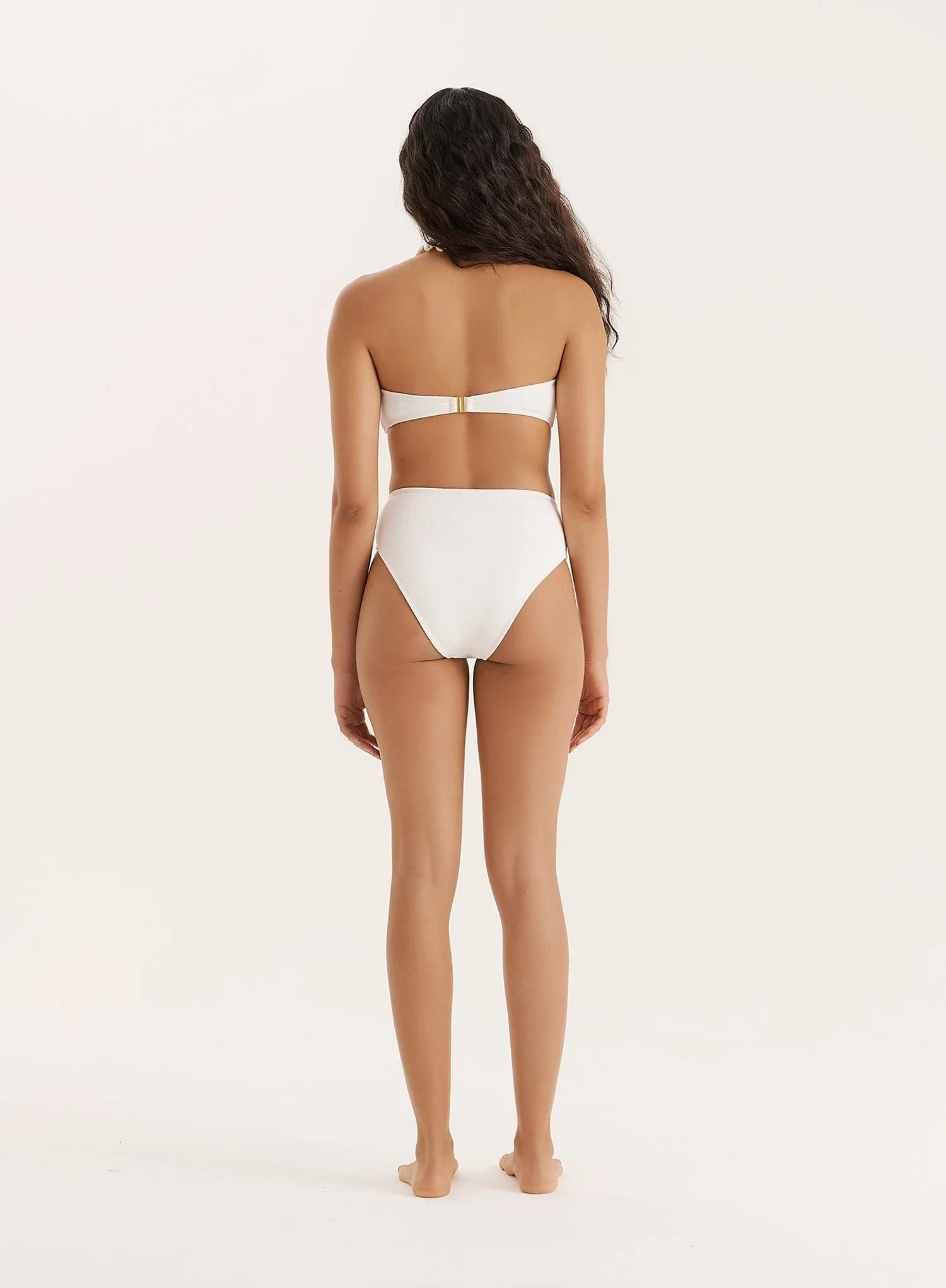White Crinkle High Waisted Bikini Bottom sold by 4th and Reckless product image thumbnail 5