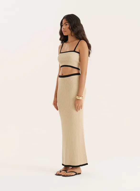 Cream Contrast Strap Knitted Crop Top sold by 4th and Reckless