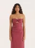 Dusky Rose Bandeau Ring Detail Cut Out Maxi Dress- Winnie sold by 4th and Reckless