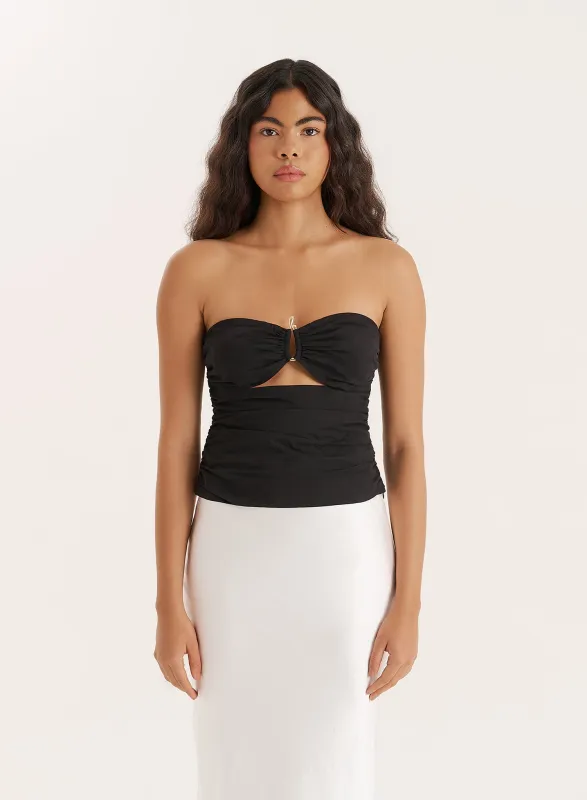 Black Cut Out Gold Hardware Bandeau Top sold by 4th and Reckless