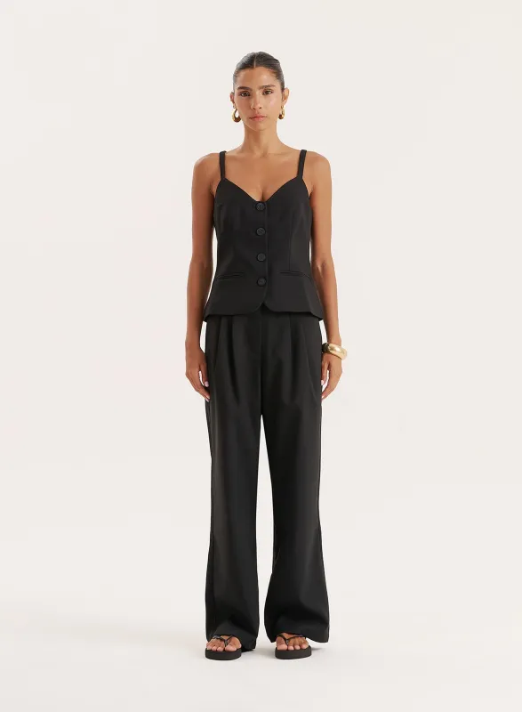 Black Tailored Wide Leg Trouser sold by 4th and Reckless