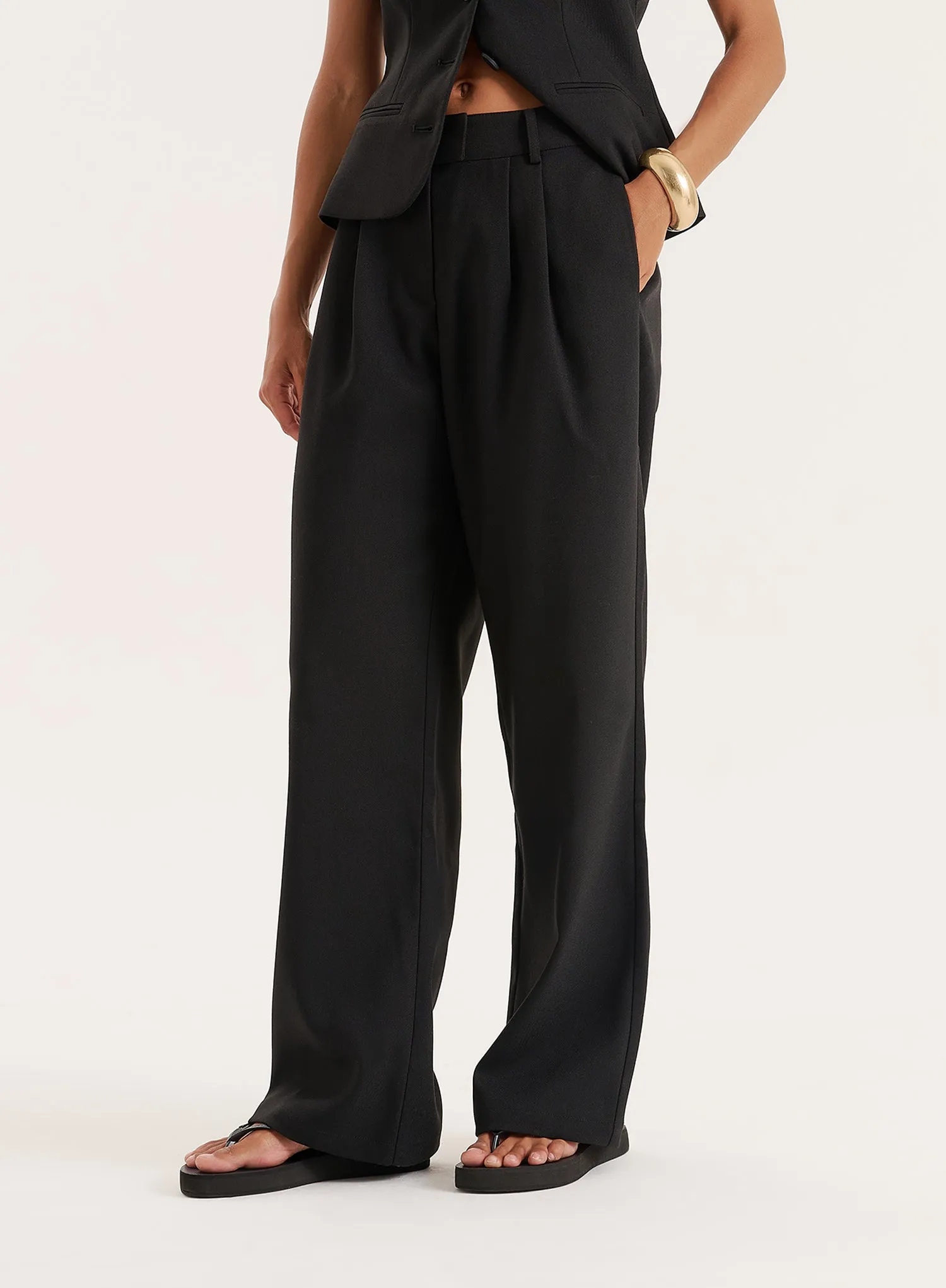 Black Tailored Wide Leg Trouser sold by 4th and Reckless product image thumbnail 4