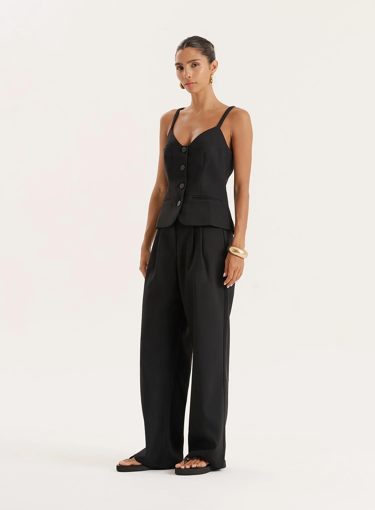 Black Tailored Wide Leg Trouser sold by 4th and Reckless product image thumbnail 2