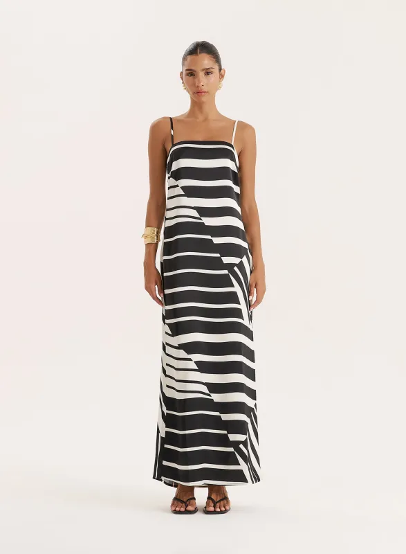 Black And White Abstract Print Sleeveless Maxi Dress sold by 4th and Reckless