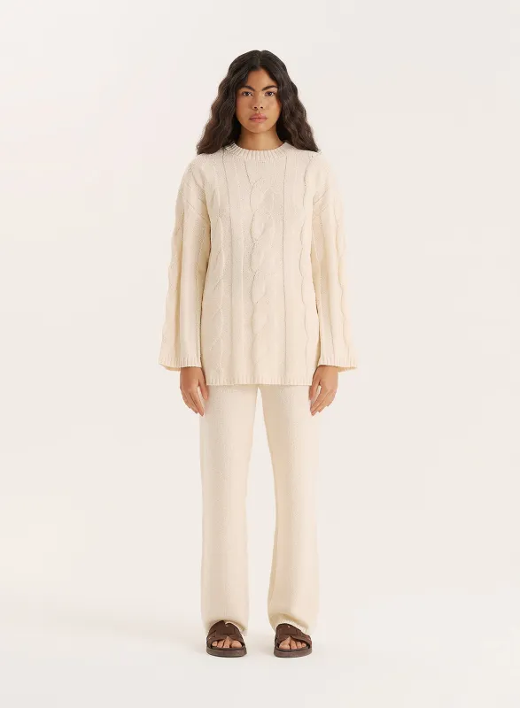 Ecru Fine Knit Trouser sold by 4th and Reckless