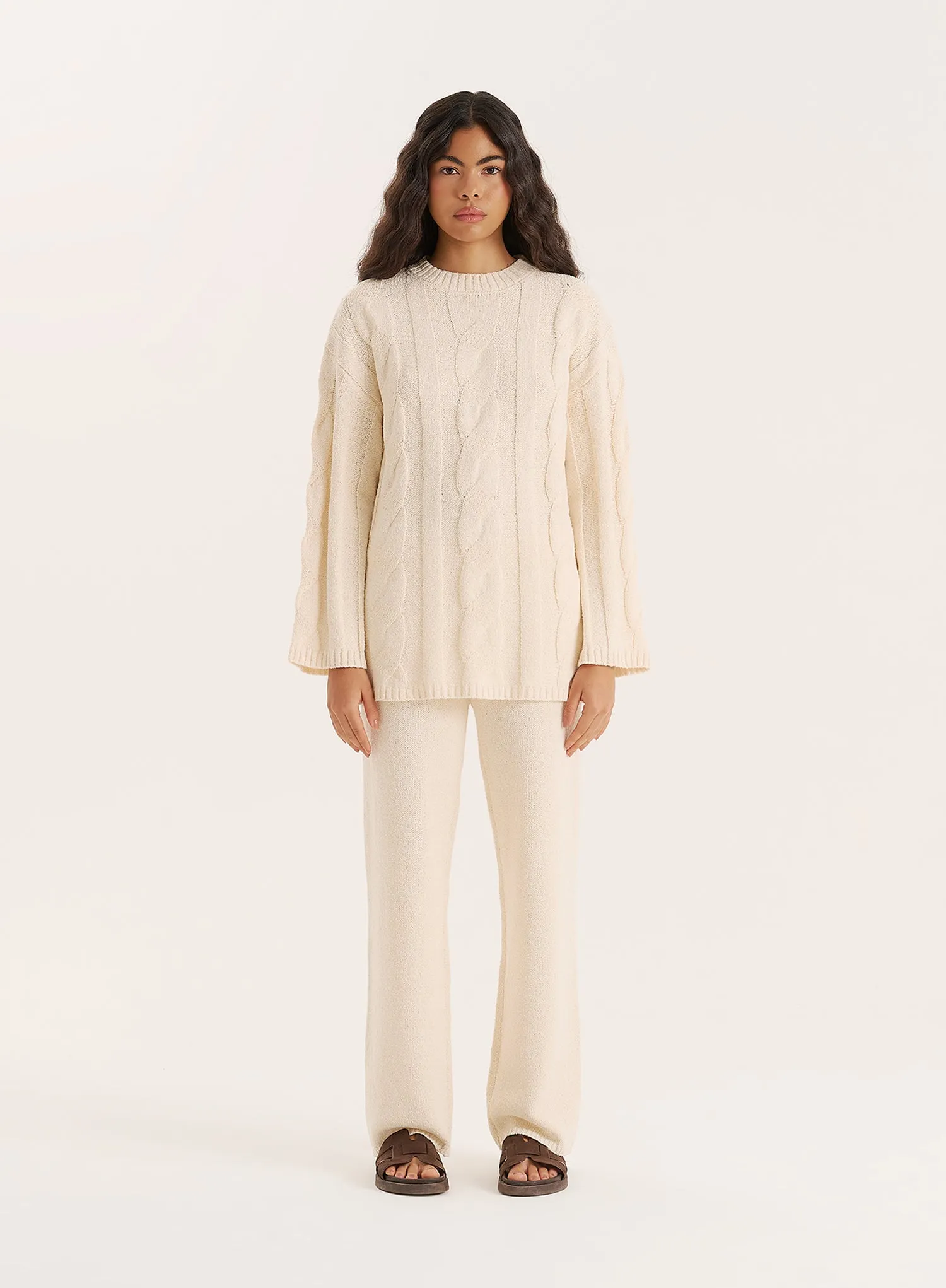 Ecru Fine Knit Trouser sold by 4th and Reckless