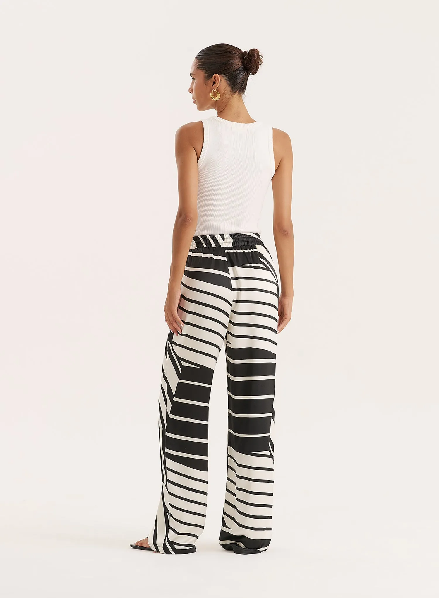 Black And White Abstract Print Satin Trouser sold by 4th and Reckless product image thumbnail 5