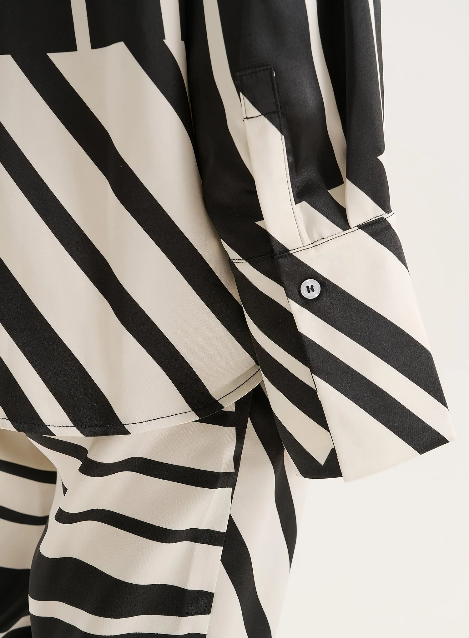 Black And White Abstract Print Satin Shirt sold by 4th and Reckless product image thumbnail 5
