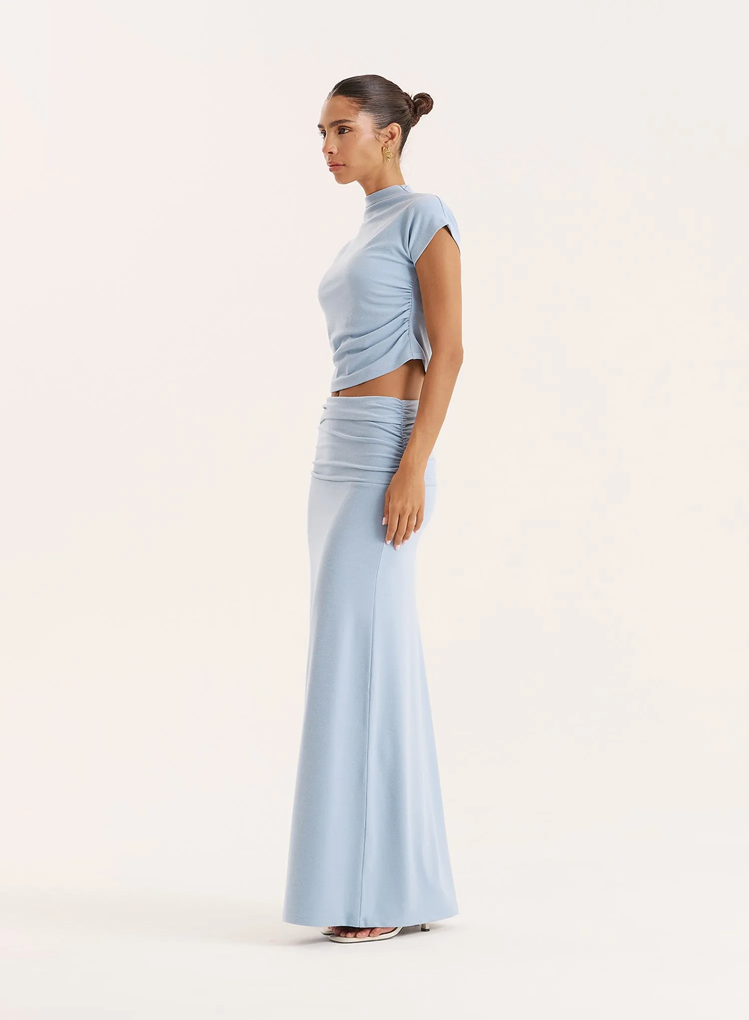 Blue Jersey Drop Waist Maxi Skirt sold by 4th and Reckless product image thumbnail 2
