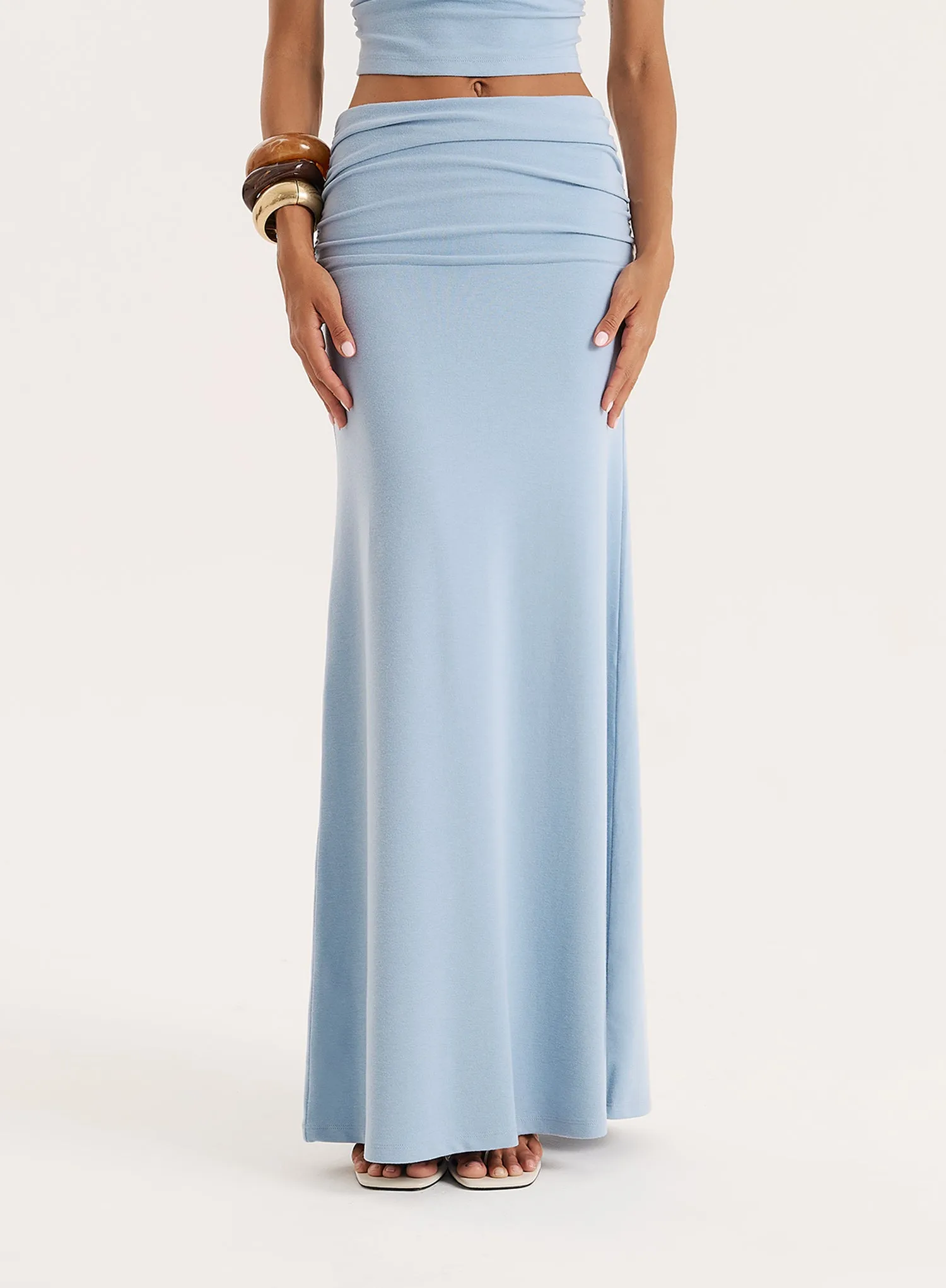 Blue Jersey Drop Waist Maxi Skirt sold by 4th and Reckless product image thumbnail 4