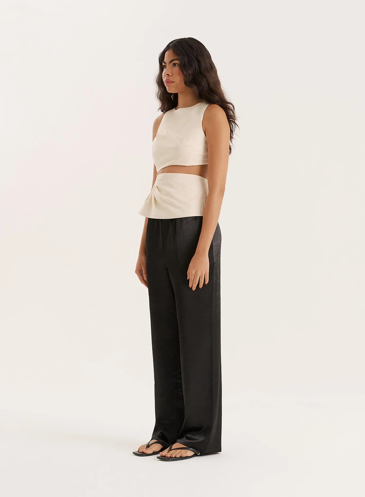 Cream Linen Blend Cut Out Hardware Detail Top sold by 4th and Reckless product image thumbnail 2