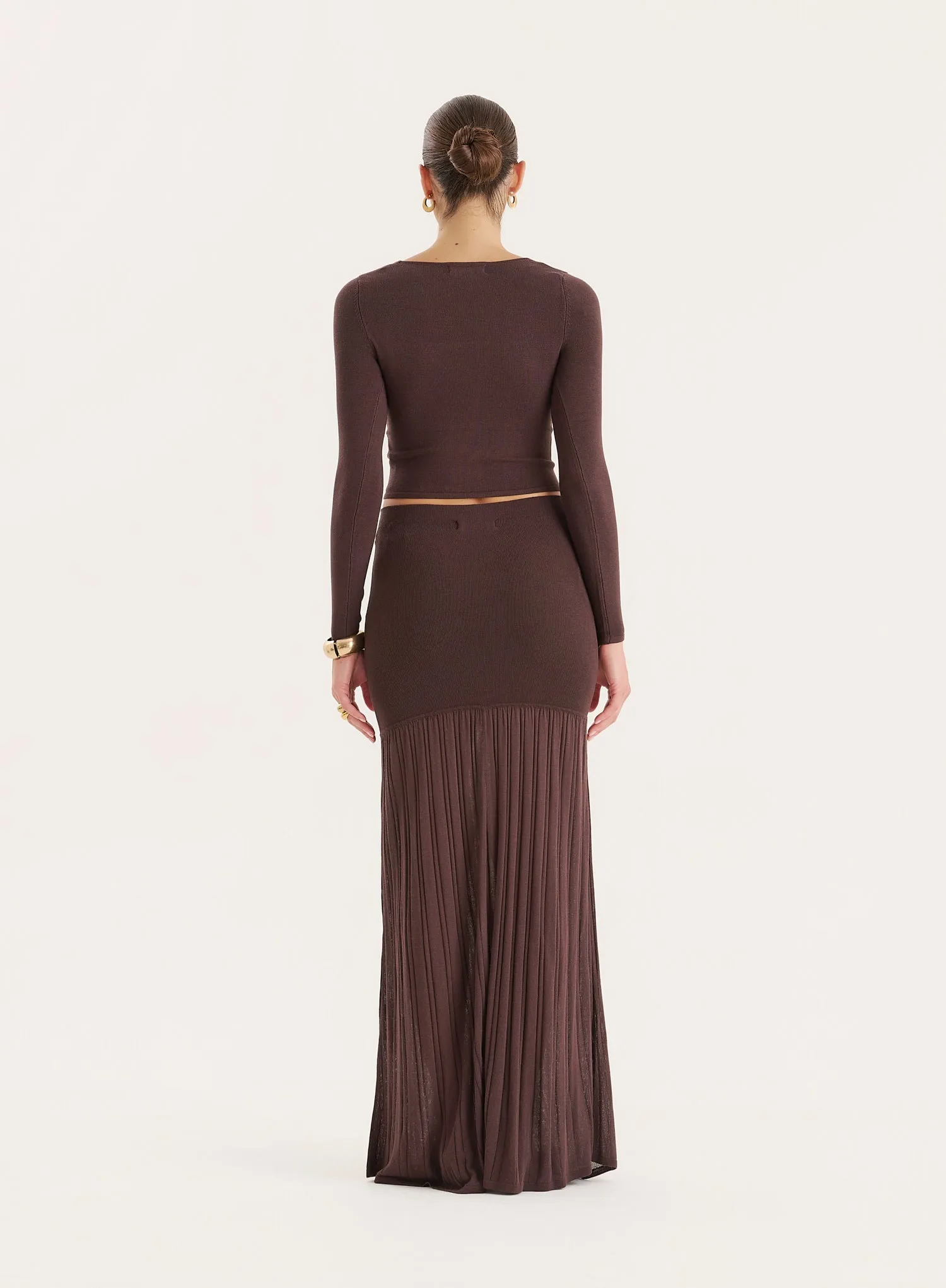 Chocolate Knitted Drop Waist Maxi Skirt sold by 4th and Reckless product image thumbnail 5