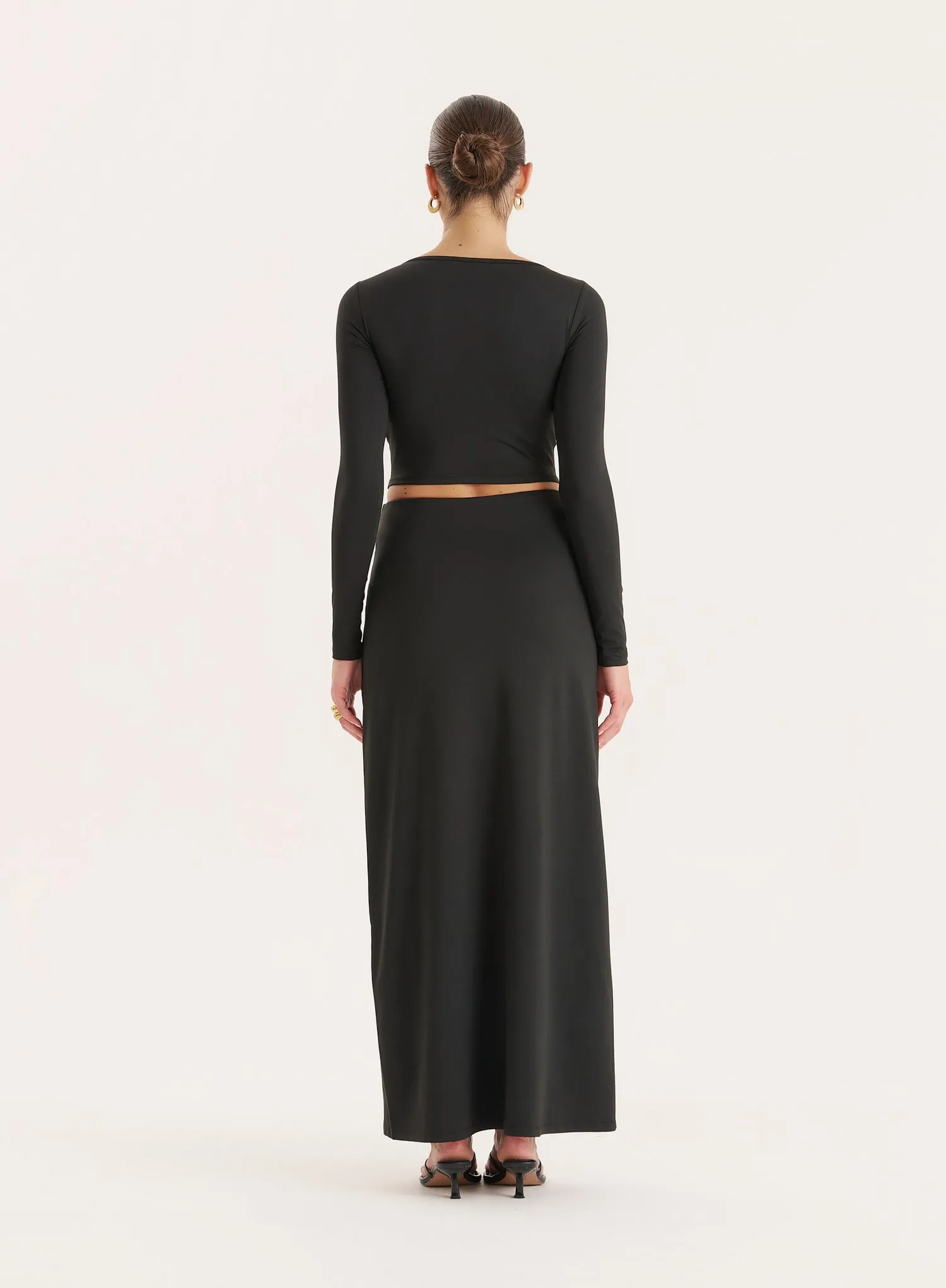 Black Bust Detail Long Sleeve Cropped Top sold by 4th and Reckless product image thumbnail 5