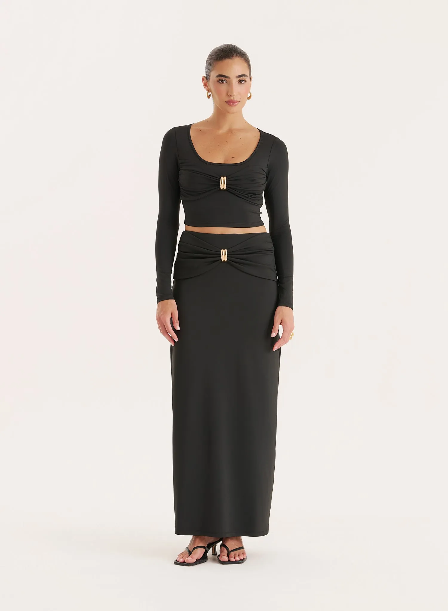 Black Bust Detail Long Sleeve Cropped Top sold by 4th and Reckless product image thumbnail 4