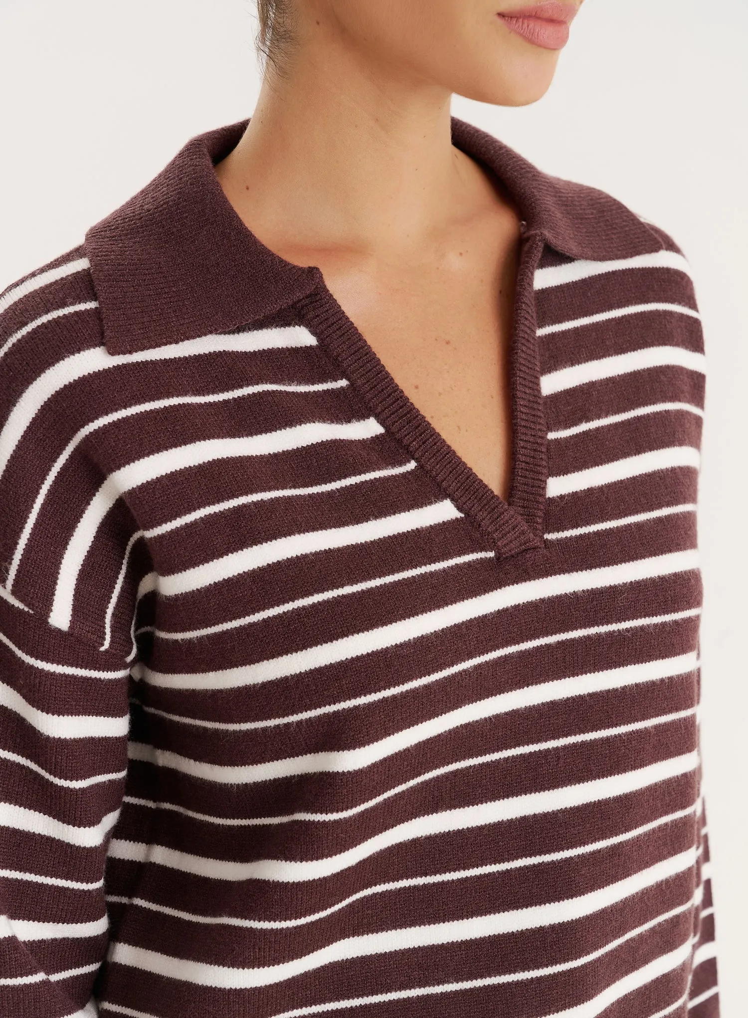 Brown And White Stripe Knitted Rugby Top- Hayden sold by 4th and Reckless product image thumbnail 3