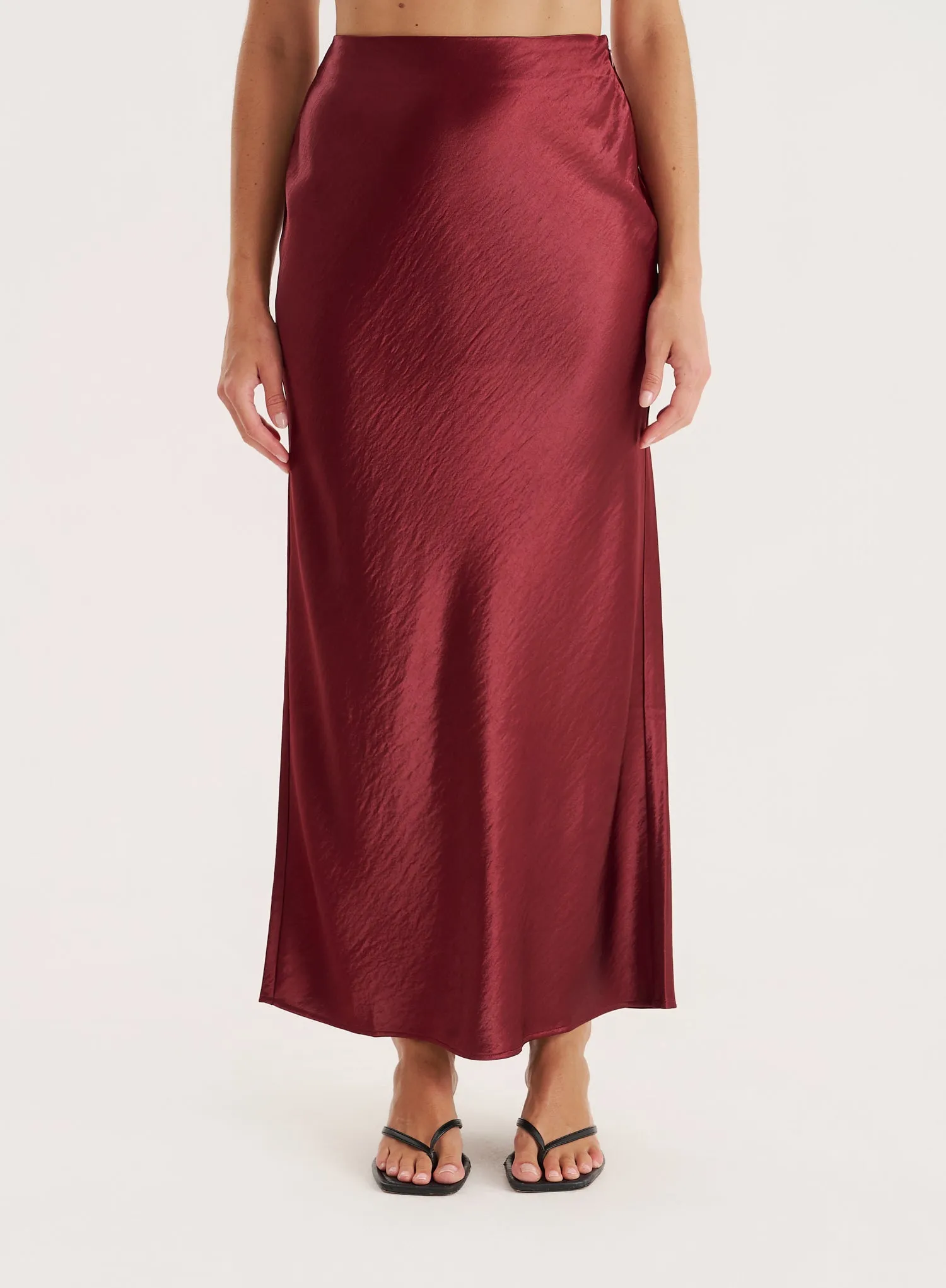 Burgundy Satin Maxi Skirt sold by 4th and Reckless product image thumbnail 4