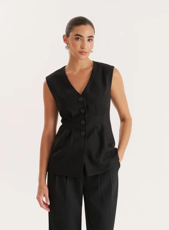 Black Cinched Waist Tailored Waistcoat made by 4th and Reckless