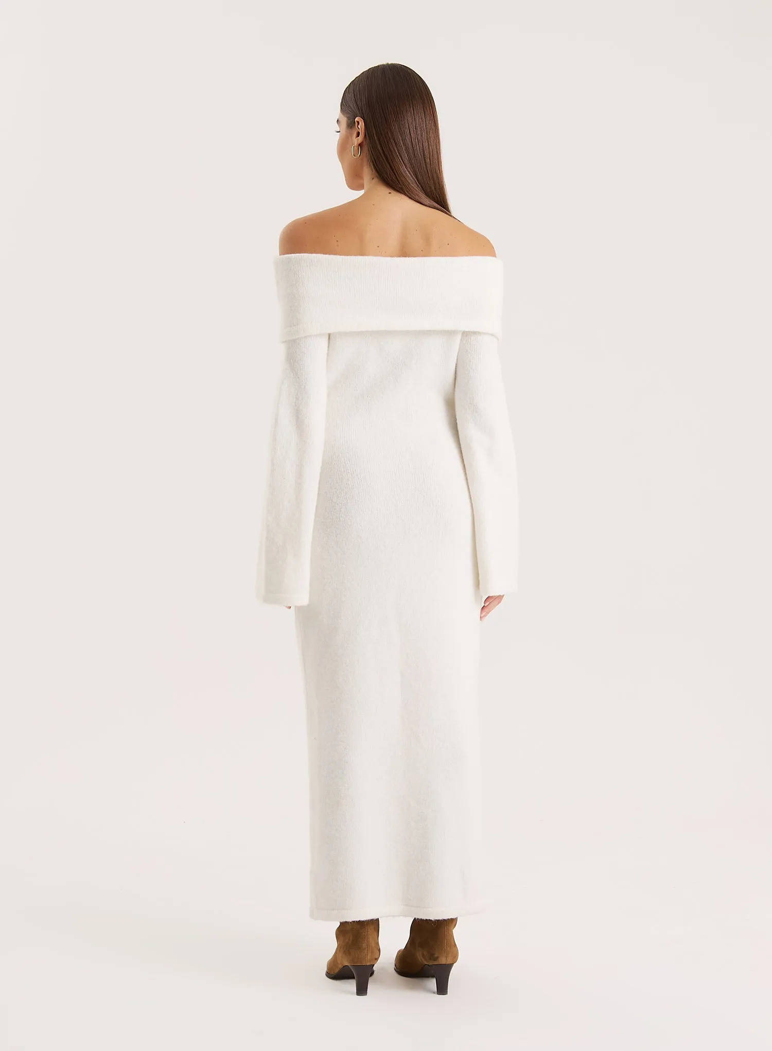 Cream Off Shoulder Wool Blend Knitted Maxi Dress sold by 4th and Reckless product image thumbnail 5