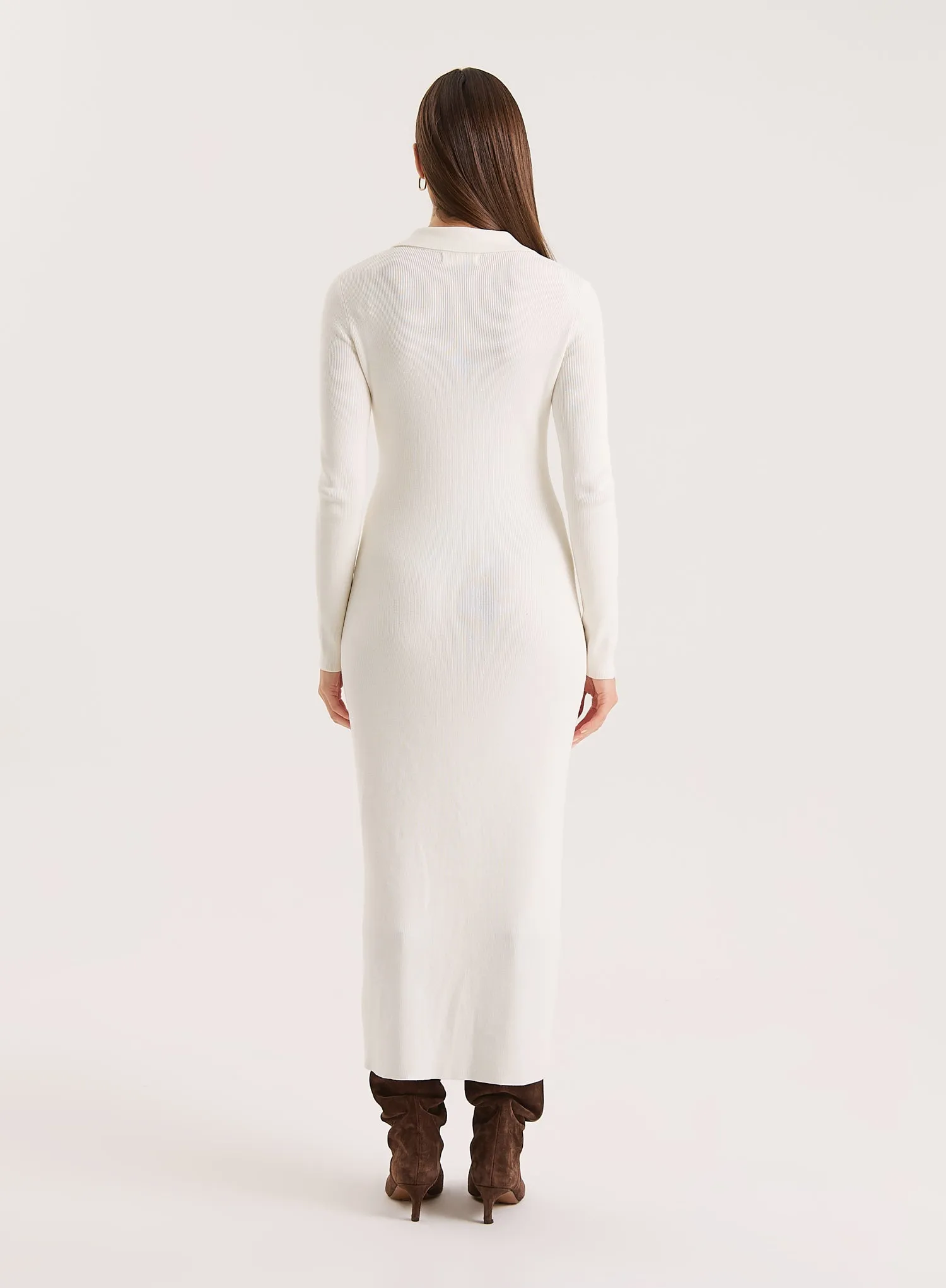 Off White Collared Button Down Knitted Dress- Taye sold by 4th and Reckless product image thumbnail 5